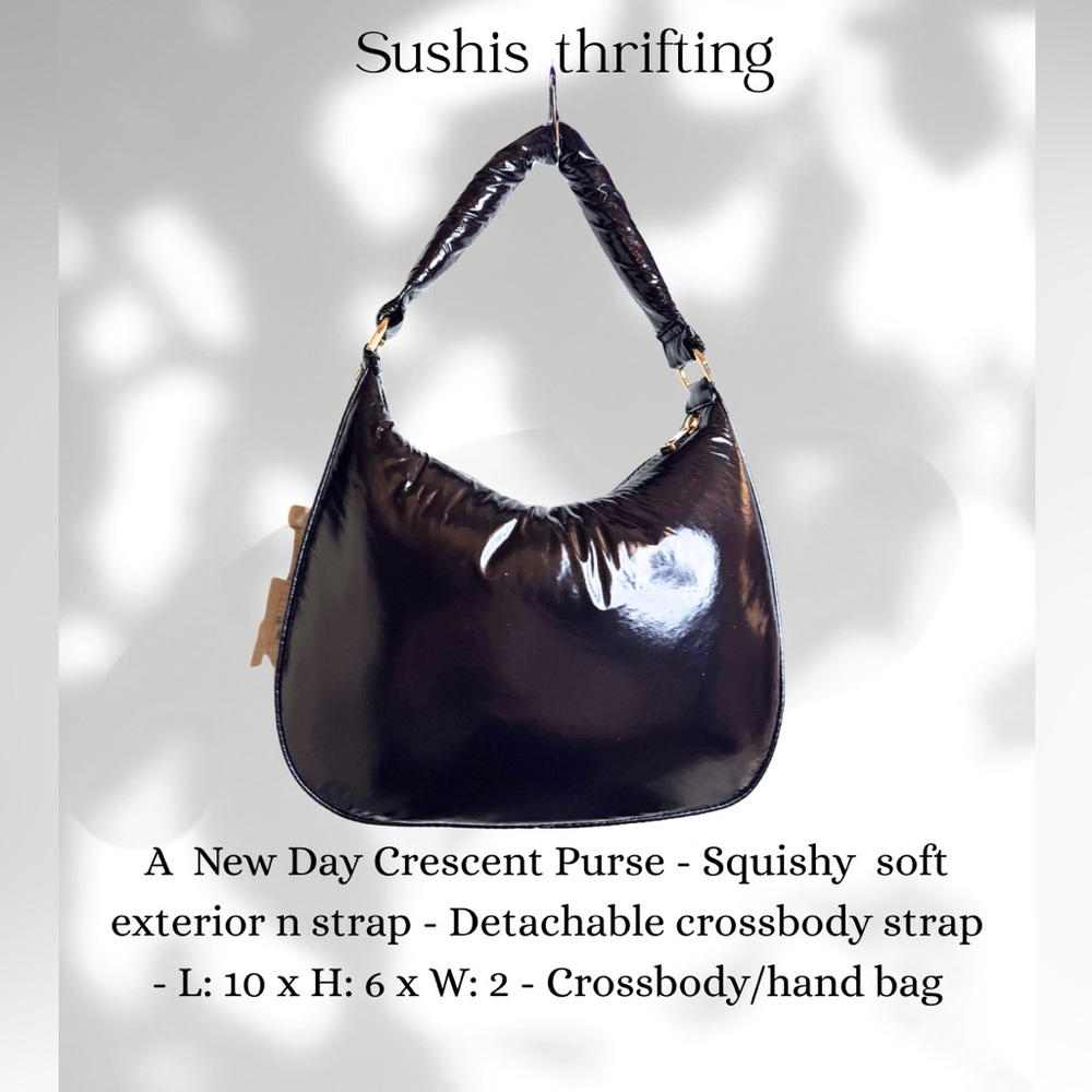 A New Day Black Hobo Bag Crescent Design